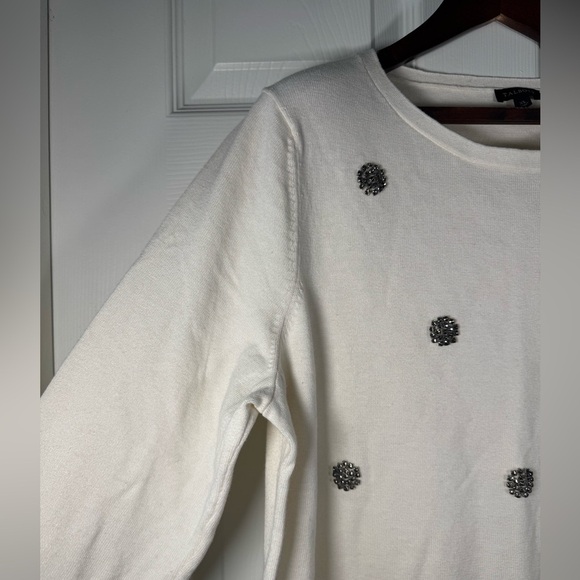 NWOT Talbots Bejeweled Cream Knit Sweater Embellished Women Size XLarge - Picture 3 of 8